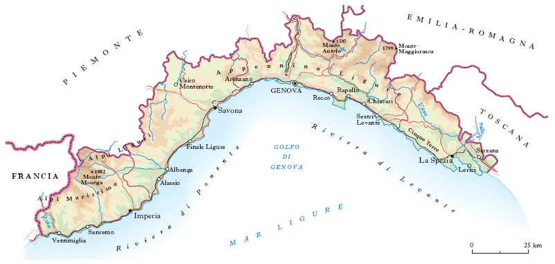 Mapa Ligurii