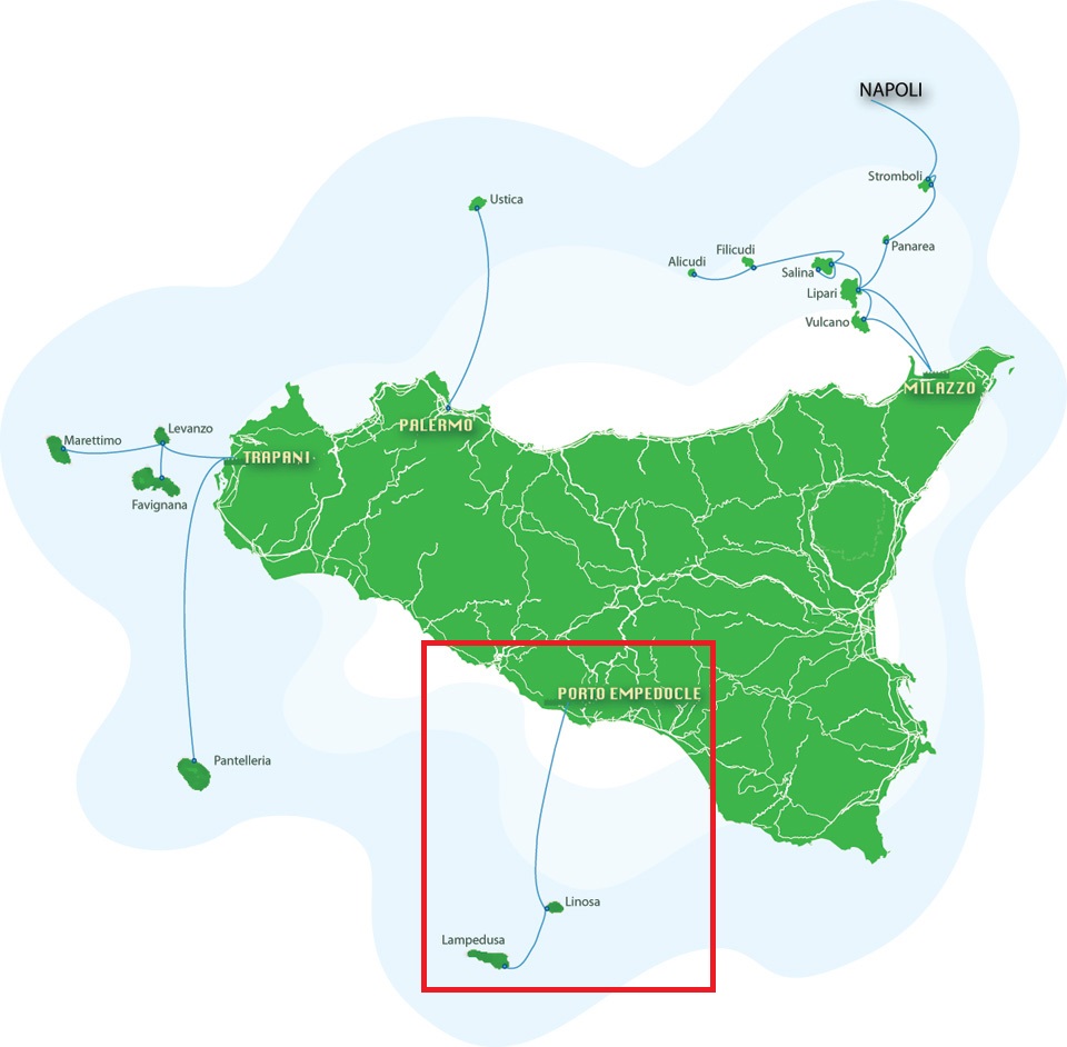 Wyspy Pelagijskie, Lampedusa, połączenia promowe