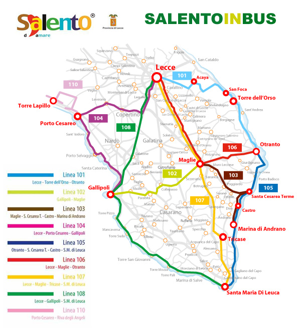 Apulia pociągiem i autobusem. Salento in bus, letnie połączenia autobusowe na półwyspie Salento